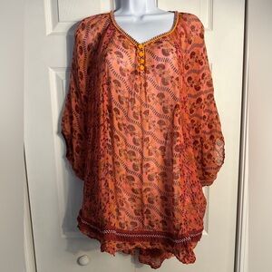 Poupette St. Barth Dress Poncho Chacha cover up one size. Coral